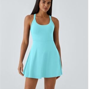 HALARA Softly Zero Airy Backless Twisted Flare Dress NWT